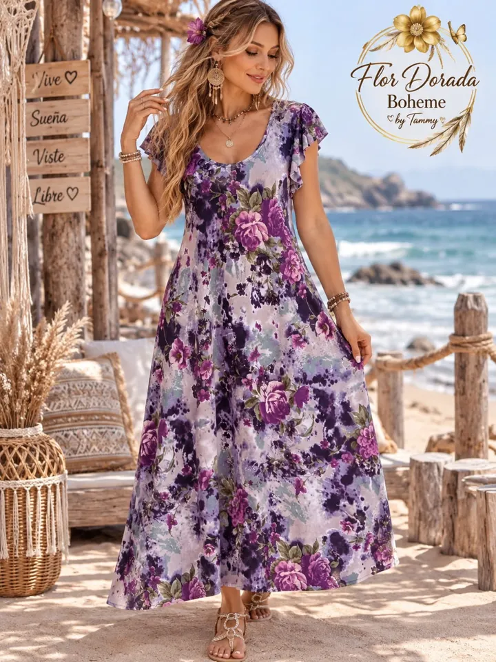 Vestido asimétrico verde estampado